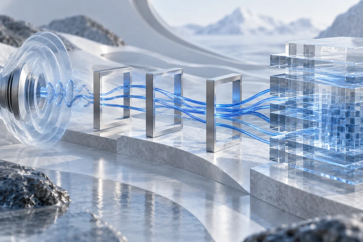 Conceptual acoustic and computational structures connected by light